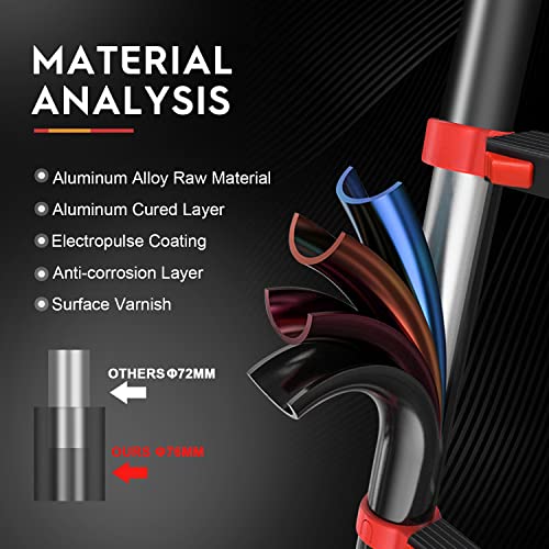 Hbtower Telescoping Ladder 12.5 Ft Red Aluminum Lightweight Extension Ladder With 2 Triangle Stabilizers, Heavy Duty 330Lbs Max Capacity, Multi-Purpose Collapsible Ladder For Rv Or Outdoor Work #TOP4