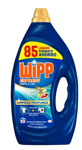 Wipp Express Detergente Líquido Limpio y Liso para lavadora (85 lavados), detergente líquido para lavadora para una limpieza profunda, jabón para ropa