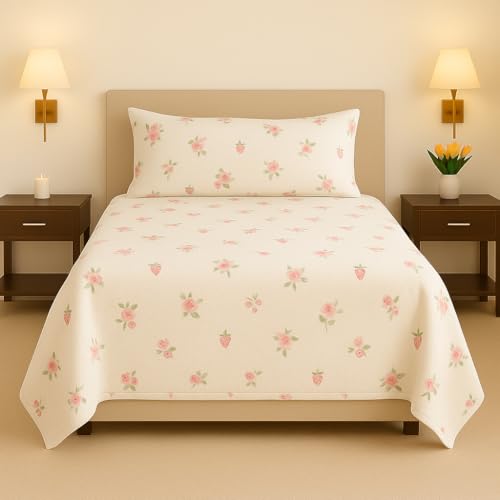 The one home – Juego de Sábanas Franela Algodón 3 Piezas | Suave y Cálido | Sábanas Infantiles de 90 | Juego de Sábanas 90x190/200| Ropa de Cama Invierno (Blanquecino 2)