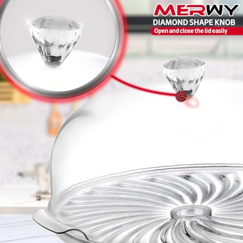 Merwy Cake Stand with Dome Clear like Dome, Containers Plastic Large, Plastic Cake Box with Lid Cake Storage, Cake and Cupcake Holder, Food Holder BPA-Free (With Stand, Clear) - Cosy Home Interiors Merwy Cake Stand with Dome Clear like Dome, Containers Plastic Large, Plastic Cake Box with Lid Cake Storage, Cake and Cupcake Holder, Food Holder BPA-Free (With Stand, Clear) - Image 3