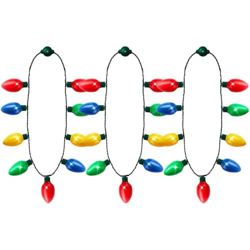 Lpitoy 3 Collares Navideños con Luces Led, Coloridos Y Feos, para Disfraz O Recuerdo De Fiesta.