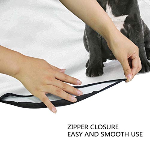 MIGAGA Parure de lit Adulte,Housse de Couette,Chiot Bouledogue Français Assis Regardant Le spectateur avec réflexion sur Chien Blanc,1 Housse de Couette 220 x 240cm + 2 Taies d'Oreillers 50 * 75 CM – vue 7