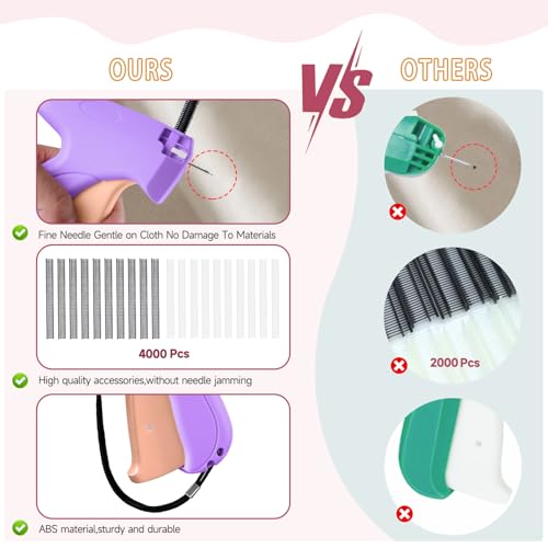 Image of Sewing Gun Tag Stitch Gun for Clothes - Purple /Pink Color Versatile Stitching Gun for Hemming Pants Repairing Seams and More