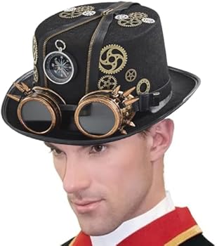 COSDREAMER Dames zwarte gothic steampunk hoge hoed onregelmatig sluier hoed thema feesthoed (wit) (01-zwart