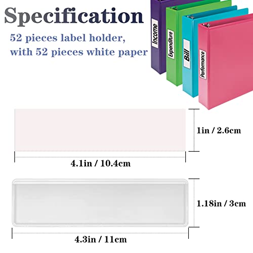 Self Adhesive Label Holders, Elemguly 52 Pcs Adhesive Shelf Tag Shelf Label Holder Clear Pocket Holder With Paper For Supermarket, Bookshelf, Kitchen (4.3 X 1.2 Inch) #TOP1