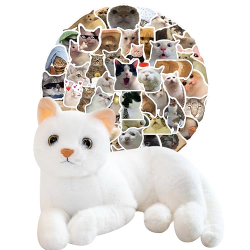 SYTTNUM Muñeca de Blanco Gato Simulada, Juguete de Peluche Gato Realista, Juego de Cal-comanías Divertidas para Gatos, Peluche de Colección Decoration Adecuado para Niños y Niñas, 30cm SYTTNUM Muñeca de Blanco Gato Simulada, Juguete de Peluche Gato Realista, Juego de Cal-comanías Divertidas para Gatos, Peluche de Colección Decoration Adecuado para Niños y Niñas, 30cm