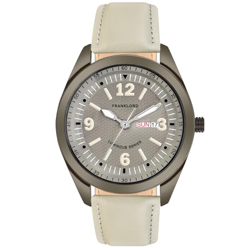Franklord Luminous Series Analog Watch for Men & Boys | Round Dial | Day & Date Functionality | Premium Leather Strap | Stylish and Durable Wristwatch (B0CLVJKNLW) Amazon Price History, Amazon Price Tracker