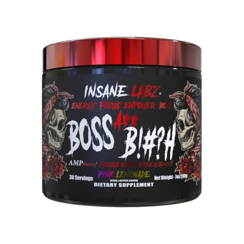 Insane Labz pink lemonade pre-workout tub — 30 servings with collagen and raspberry ketones listed