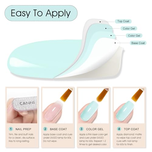 Image of CANNI 9ml Soft Iceberg Blue Gel Nail Polish, High Gloss UV LED Soak Off Gel