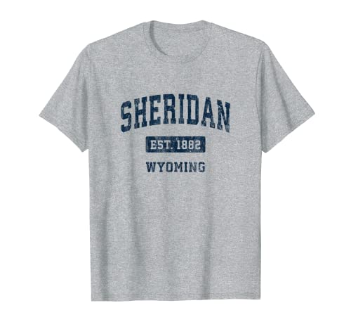 Sheridan Wyoming WY Vintage Sports estableció su diseño azul marino Camiseta