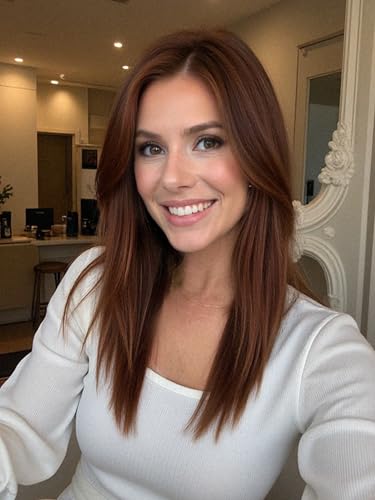 Image of 4.5x6 HD Glueless Human Hair Brown Lace Front Wigs for White Women Nature Brunette Straight Wig Pre Plucked 180% Density Transparent (20inch)