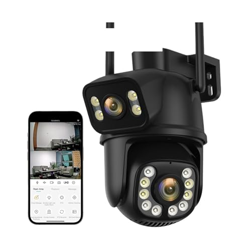 Cámara de seguridad, Cámara PTZ 4K de 8MP, Zoom Digital 4MP, 4X, lente Dual, pantalla , seguimiento automático, vigilancia CCTV, cámara IP for exteriores Para seguridad del hogar(8MP Add 32G SD Card)