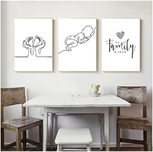 Art mural de famille en ligne géométrique, cadeau idéal pour décoration de salon