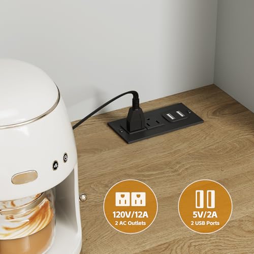 Image of 71 inch Kitchen Hutch with Charging Station Grey