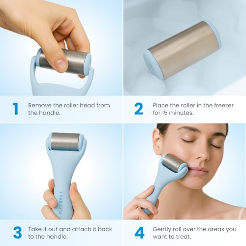 Image of PLANTIFIQUE Stainless Steel Gua Sha and Ice Roller for Face & Body - Cooling Facial Tool Set to Reduce Puffiness, Improve Lymphatic Drainage & Soothe Skin