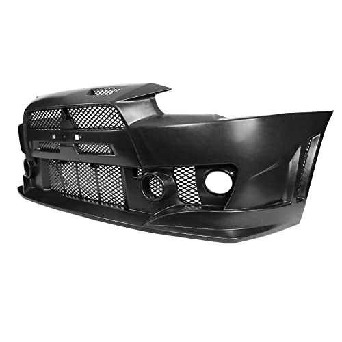 Front Bumper Conversion Compatible With 2008-2015 Mitsubishi Lancer, Fq Style Pp Black Bumper Cover Conversion Bodykit By Ikon Motorsports, 2009 2010 2011 2012 2013 2014 #TOP3