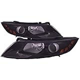 PERDE Headlights Compatible With 2011-2013 Kia Optima Halogen Bulb Headlamps Black Housing With Performance Lens