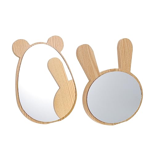 Happyyami 2pcs Espejo de Maquillaje Decorativo de Madera