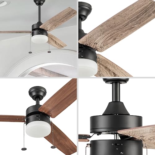 Prominence Home Reston, 48 Inch Modern Farmhouse Led Ceiling Fan With Light, Pull Chain, Dual Mounting Options, Dual Finish Blades, Reversible Motor - 51588-01 (Bronze) #TOP5