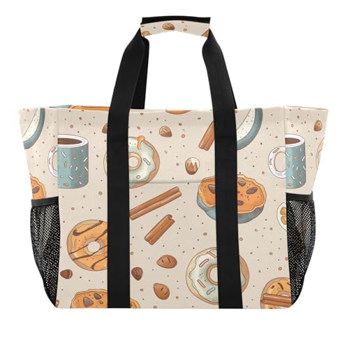 Doughnut Waterproof Tote Bag,Multi-Purpose Kitchen Reusable Grocery Bags, Travel, Beach & Laundry Organizer 15.4 X 9.8 X 12.8 inch