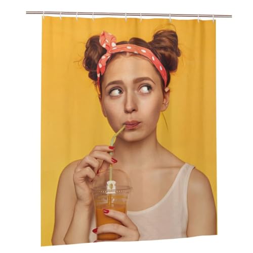 Tenda da Doccia Personalizzata, Tenda da Doccia Personalizzata con Foto/Testo/Logo/Design, resistente all'acqua e alla muffa, con 12 ganci di, decorazioni per la casa per il bagno-122x183cm