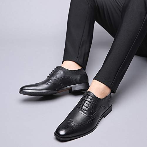 Mens Brogue Oxford, Lace-up Wingtip Dress Shoes,Formal Lace Up Shoes for Men Black 6 US | Image 5