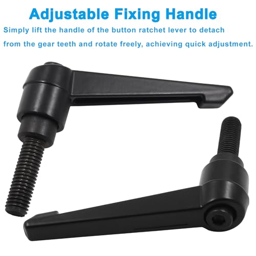 Image of BokWin 2 Pcs Adjustable Handle Clamping Lever M10x32mm Ratchet Male Threaded Stud Knob Ratchet Push Button Lever(Black)