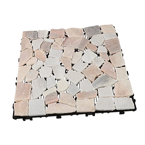 Happyyami 1stück Naturstein Fliese Interlockende Bodenfliese Für Innen Und Außen Für Terrasse Balkon Garten Und Badezimmer Wasserabweisend Und Langlebig Eleganter Schnittoptik