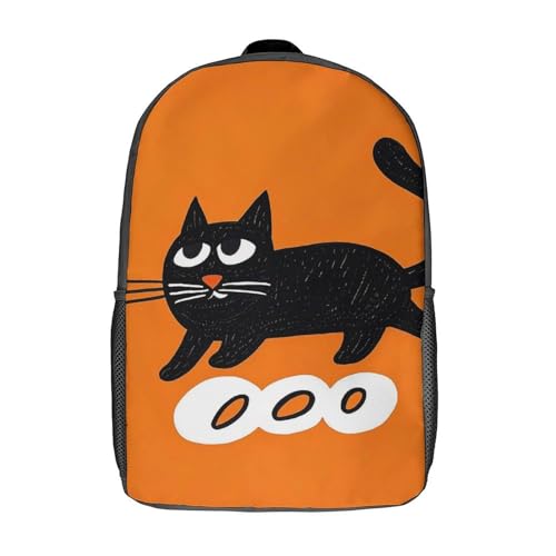 Mochila de hombro 17 pulg impermeable gato negro naranja miniatura 7