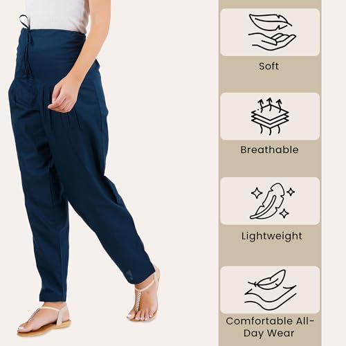 Image of Happy Bunny Salwar Pant for Women, Fine Cotton Ethnic Trousers with Drawstring Waist, Comfortable Daily, Office & Casual Wear Bottoms