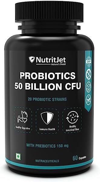 Suplemento de probióticos 50 mil millones de UFC para hombres y mujeres con 20 cepas con prebióticos, mejor digestión, inmunidad fuerte,