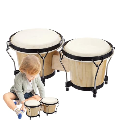 Bongo tambor, tambor de bongo para, Instrumento de percusión educativa, Instrumento de percusión educativa para principiantes profesionales, bongos de 6 pulgadas y 7 pulgadas