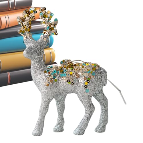 Figure di Natale Renna | Figura di Natale Glitter Floccata | Figurina da tavola,Per Collezionisti Artigianato Amanti Fotografia Camera da Soggiorno Casa Ufficio Comodino