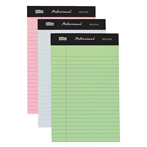 Office Depot Professional Legal Pad, 5in. x 8in, Assorted Colors, Narrow Ruled, 50 Sheets, 6 Pads/Pack, 99510