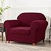 SUBRTEX Stretch Chair Covers 2 Piece 1 Seater Armchair Couch Sofa Cover Washable Furniture Protector with Elastic Bottom for Kids, Pets(Wine,Armchair)
