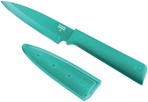KUHN RIKON Colori+ Non-Stick Straight Paring Knife with Safety Sheath, 19 cm, Fuchsia