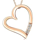 P3 POMPEII3 Pompeii Diamond Heart Pendant Necklace 18' 3-Stone 10K Rose Gold