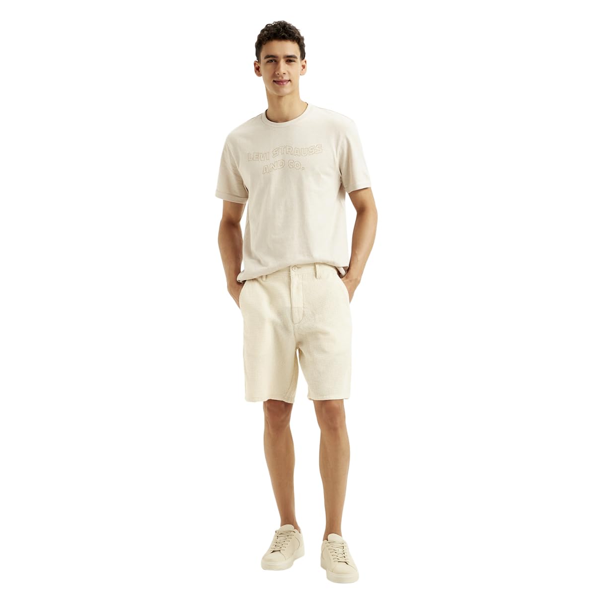 levi's Men's Cream Tapered Shorts-picture-10