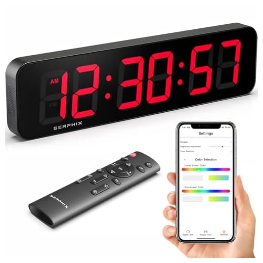 15.2" Large Digital Wall Clock with Seconds, App & Remote Control, Customizable RGB Colors, Alarms, Stopwatch, Countdown, Timer Clock for Home Gym Living Room Office Garage Decor