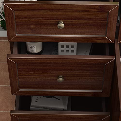 Ecacad Sideboard Buffet Storage Cabinet With 7 Drawers, 2 Doors & Shelves, Kitchen Cupboard Console Cabinet For Living Room, Entryway, Dark Chestnut Brown #TOP3