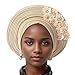 XBOKA African Turban Headwrap for Female Fashion Formal Head Scarf Bonnet Hat Turban Ethnic Flower Head Turban Nigerian Hat