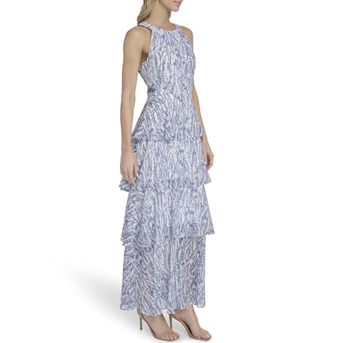 Image of Tommy Hilfiger Women's Sleeveless Halter Neck Tiered Skirt Maxi Dress