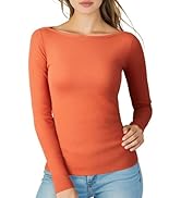 Boat Neck Top Long Sleeve Ribbed(Black,XS) at Amazon Women's