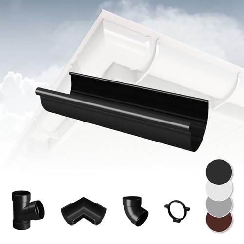 RAINWAY L Regenrinnen System (Dachrinne anthrazit) - PVC-U Kunststoff in 4 Farben, für Dachflächen  100m² empfohlen, Regenrinne Gartenhaus Carport