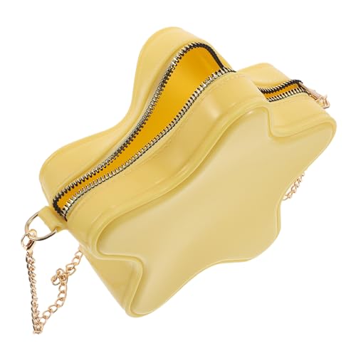 Sac bandoulière femme étoile jaune PVC avec chaîne - Pochette téléphone portable compacte