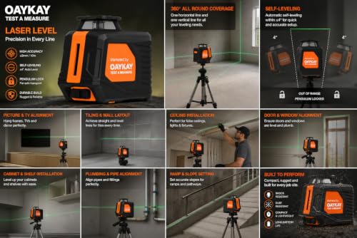 Image of Pro-ll25 Laser Line Level Test & Measure Green Beam Self Levelling 25m Cross Line Laser Level, With 4*aa Batteries For Home, Diy & Professional Use, 1 Year Warranty