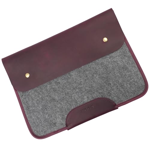 NGGU Premium Felt & Leather Laptop Sleeve - Durable 13-16 Inch Case for MacBook, Tablet & Laptop - Stylish & Protective - Big & Purple