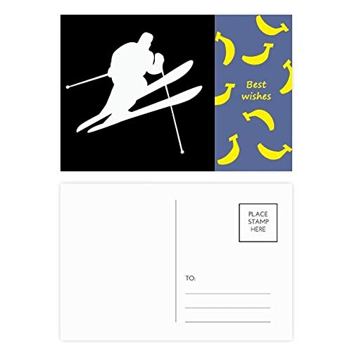 Carte postale ski silhouette noire DIYthinker pour correspondance et remerciements