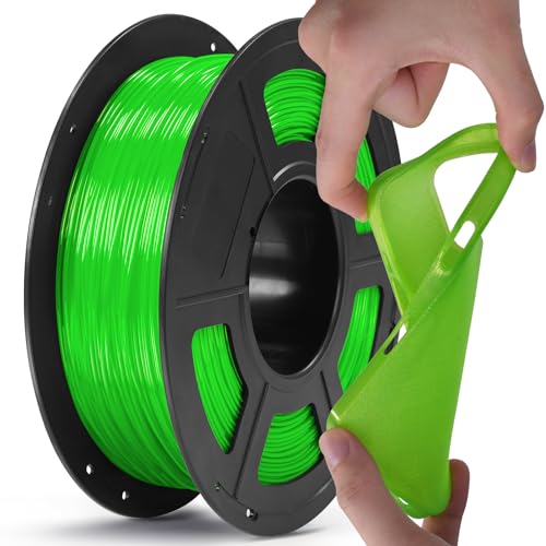 ANYCUBIC TPU Filament 1,75 mm, 95A TPU 3D Drucker Filament, Flexibel und weich, unterstützt Hohe Geschwindigkeit, Intelligente Identifikation, Maßgenauigkeit +/- 0,03, 1KG Transparent Grün T