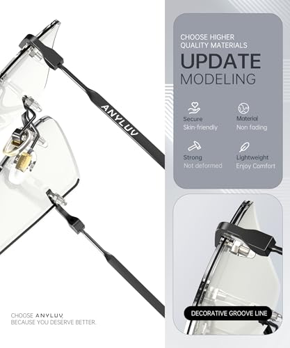 Image of ANYLUV Rimless Blue Light Glasses for Women /Men, Fashion Lightweight Blue Light Blocking Glasses with Stylish Metal Temples